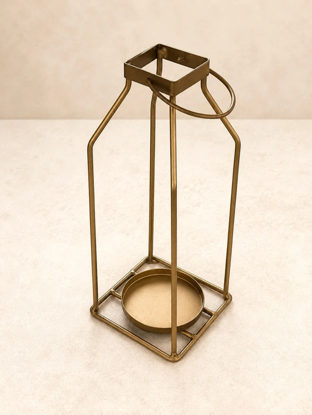 Gold Finish Hanging Candle Home Decor Metal Lantern-11.5